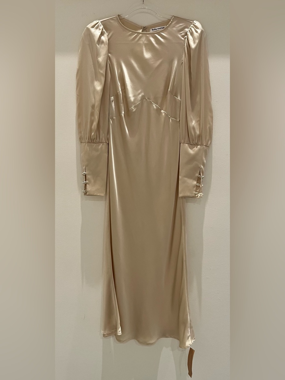 Reformation Virgo Silk Dress in Almond Size 2 - Picture 3 of 5